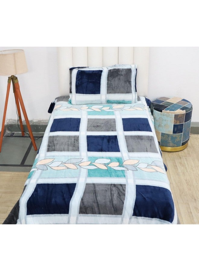 RD TREND أوراق سرير دافئة من RD TREND 190 GSM فانيلا 210 TC لفصل الشتاء بحجم مفرد (60X90 بوصة) مع غطاء وسادة واحد بحجم (18X28 بوصة) صندوق أزرق - Image 5