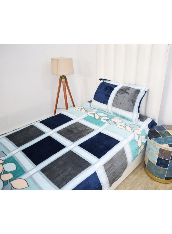 RD TREND أوراق سرير دافئة من RD TREND 190 GSM فانيلا 210 TC لفصل الشتاء بحجم مفرد (60X90 بوصة) مع غطاء وسادة واحد بحجم (18X28 بوصة) صندوق أزرق - Image 4