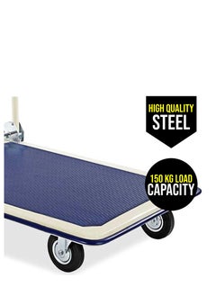 Kana Heavy-Duty Folding Platform Hand Truck -150 kg Capacity, Folding Platform Trolley with Non-Slip Deck and Silent Swivel Wheels, Blue – Platform Truck for Warehouse, Office, and Home Use  - Image 3