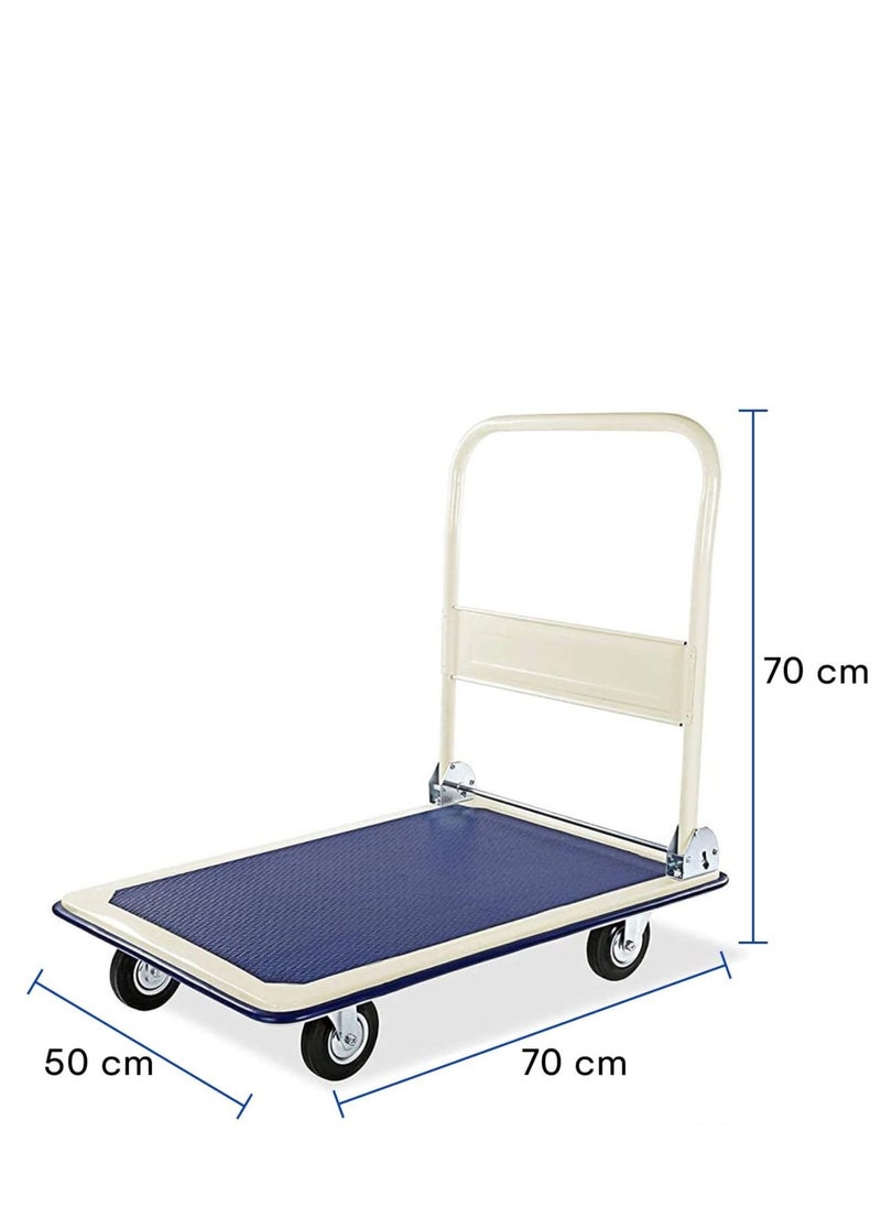 Generic Heavy-Duty Folding Platform Hand Truck -150 kg Capacity, Folding Platform Trolley with Non-Slip Deck and Silent Swivel Wheels, Blue – Platform Truck for Warehouse, Office, and Home Use  - Image 4
