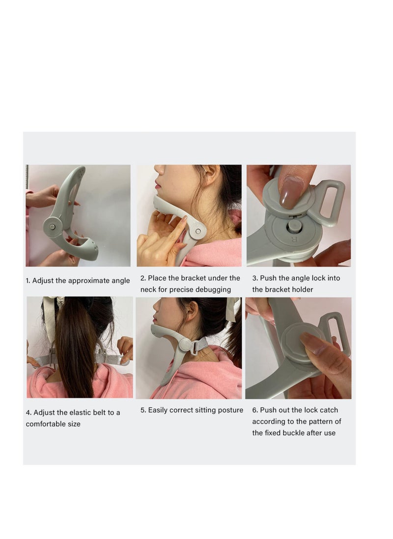 SYOSI Neck Support Posture Corrector - 360 Degree Adjustable Cervical Traction Device for Pain Relief - Effective Neck Brace for Correcting Posture and Alleviating Pressure - Grey Color  - Image 2