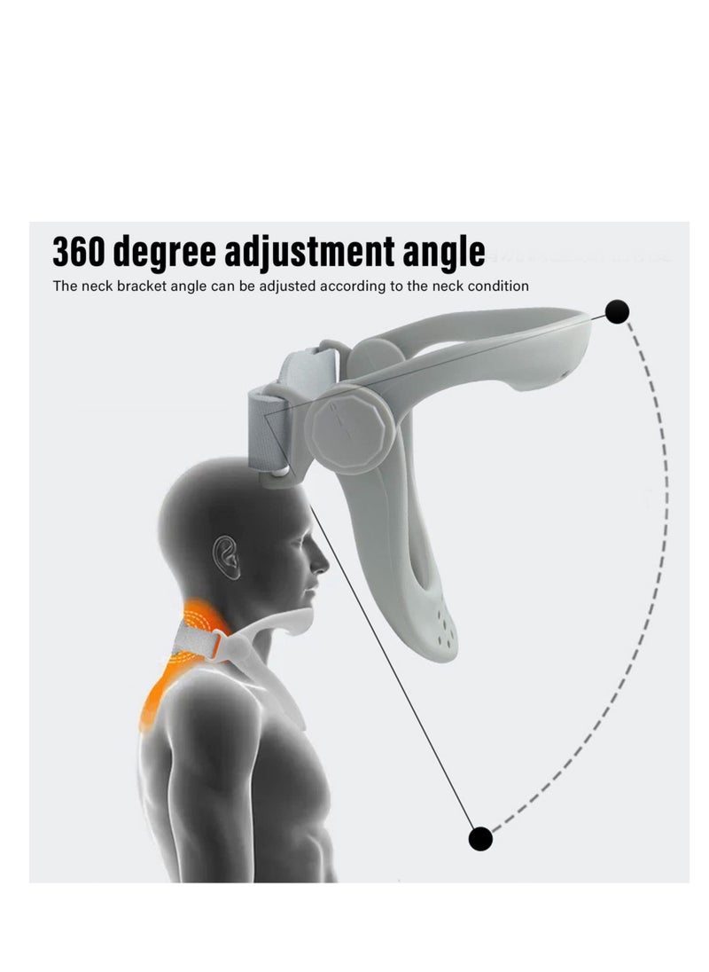 SYOSI Neck Support Posture Corrector - 360 Degree Adjustable Cervical Traction Device for Pain Relief - Effective Neck Brace for Correcting Posture and Alleviating Pressure - Grey Color  - Image 5