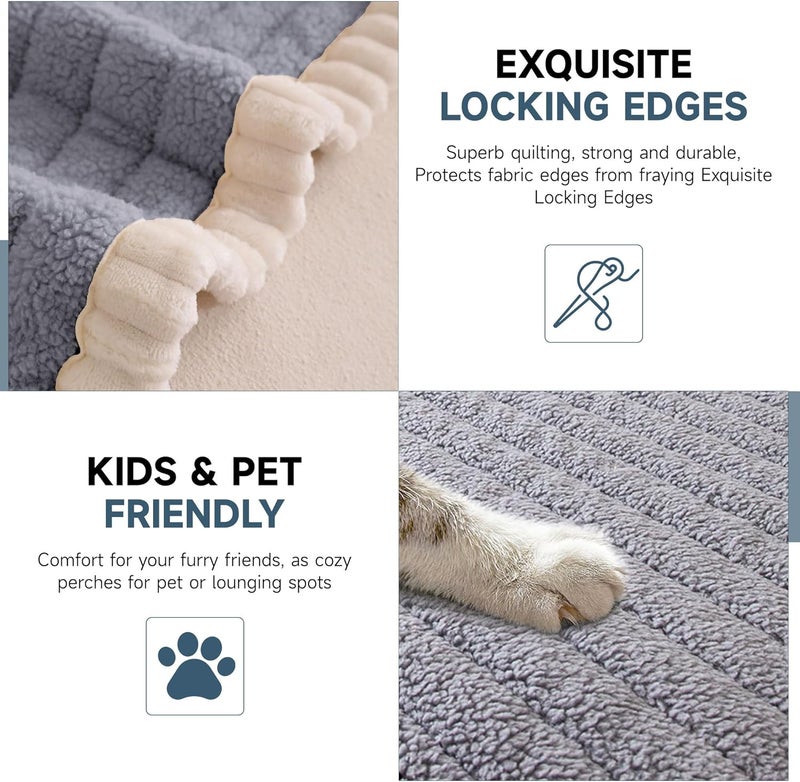 OTOB Sofa Covers for 3 Cushion Couch Washable, All Seasons Fuzzy Non Slip Kids & Pet Friendly Dog Bed Mats Couch Cover, Soft Plush Sofa Slipcovers Furniture Protector (Light Gray, 27.6" x 70.9'') - Image 4