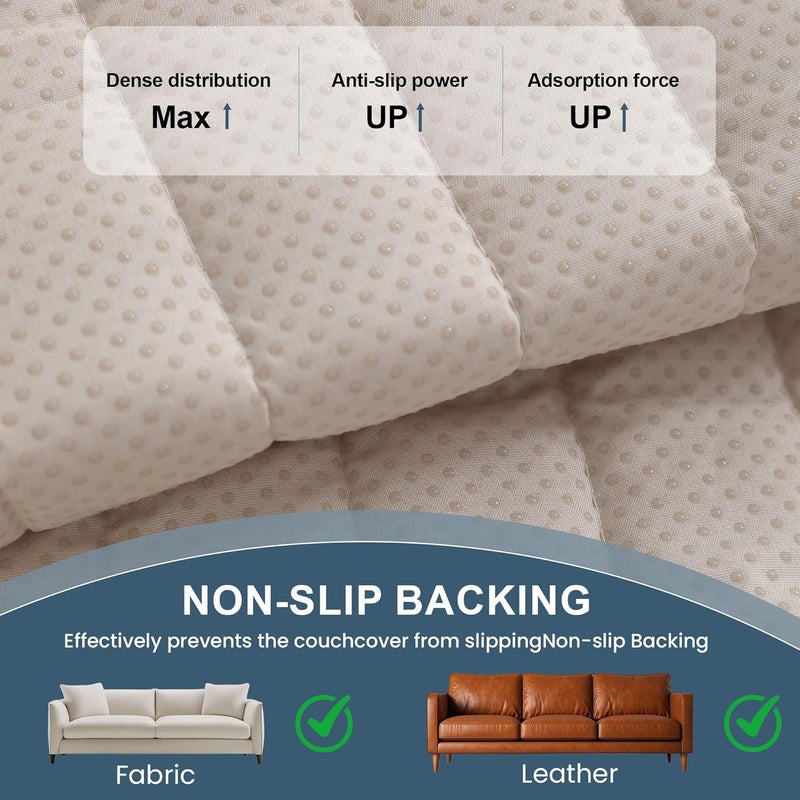 OTOB Sofa Covers for 3 Cushion Couch Washable, All Seasons Fuzzy Non Slip Kids & Pet Friendly Dog Bed Mats Couch Cover, Soft Plush Sofa Slipcovers Furniture Protector (Light Gray, 27.6" x 70.9'') - Image 5