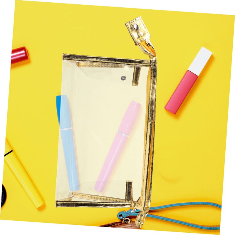 Golden Travel Makeup Bag Cosmetic Organizer Pouch Zipper Toiletries Storage 22 5x7x14 5cm - Image 5