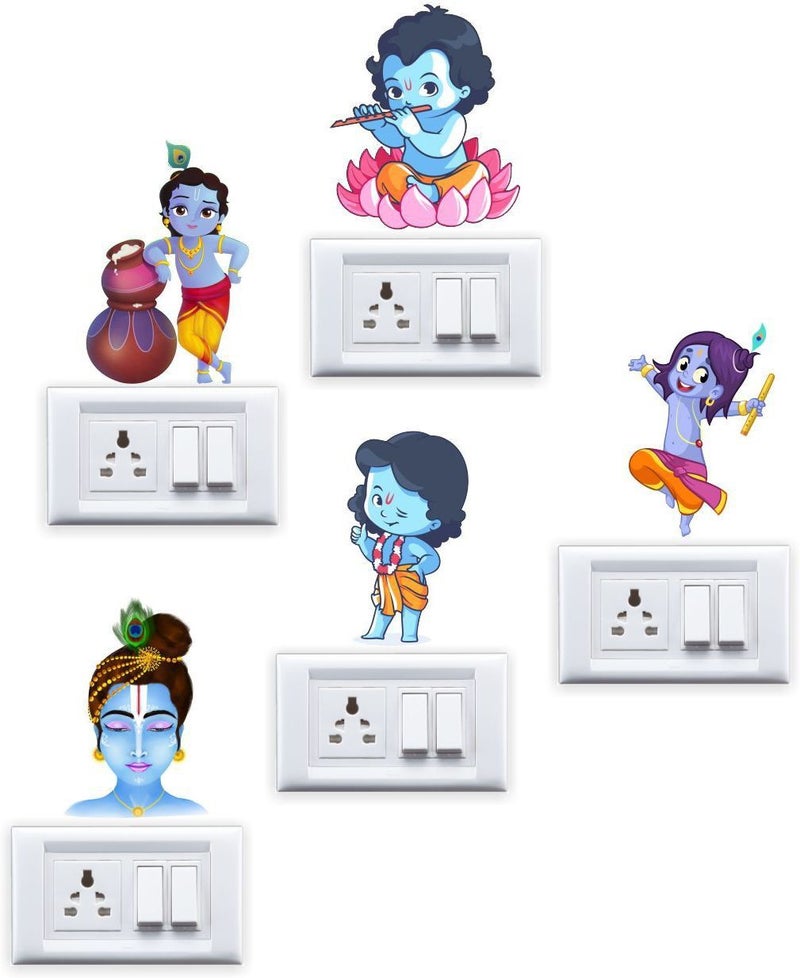 Eja Art Royal Peacock Krishna Switch Board Sticker - Image 2