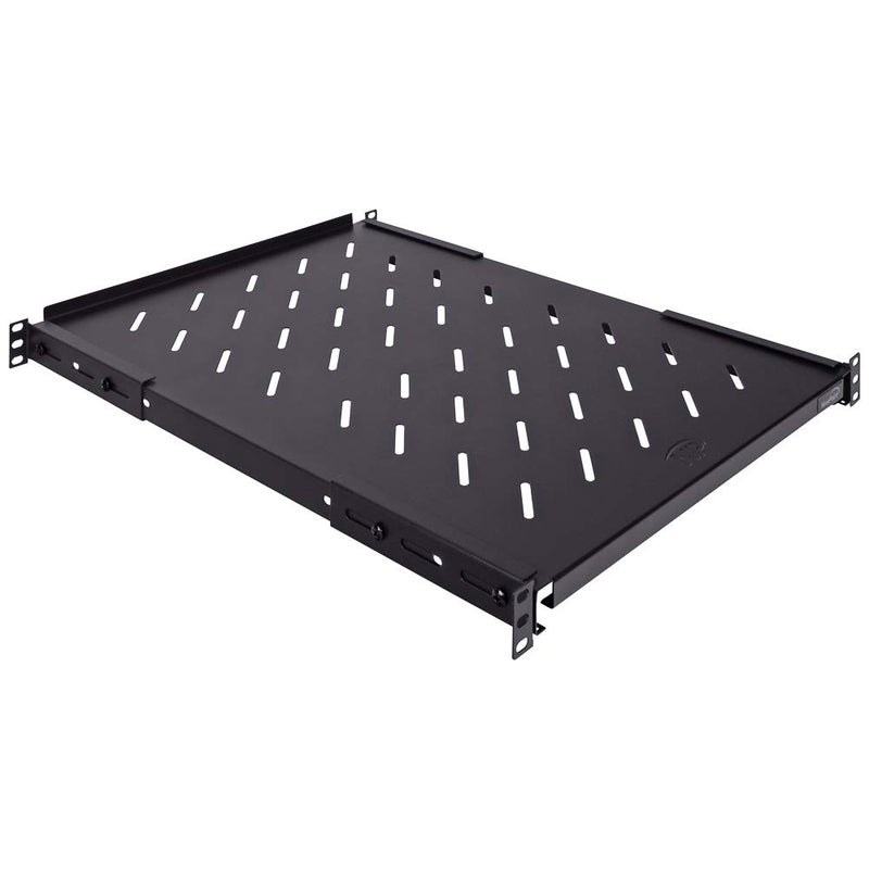 NavePoint Vented 4Post Shelf Adjustable Black 650 mm Depth 1U 242 lbs Cold Rolled Steel CE Compliant