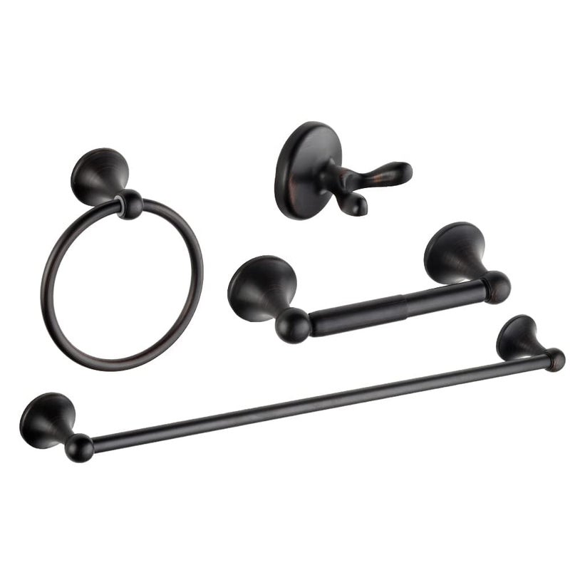 SUNTAI 4 Piece Bathroom Accessory SetAdjustable Towel Bar Towel Ring Toilet Paper HolderTowel Robe Hook Wall Mounted Bathroom Hardware Accessories SetOil Rubbed Bronze 