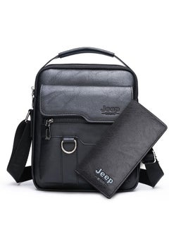 Jeep 3-Piece PU Leather Fashionable Crossbody Bag Matching Handbag, Short Double Fold Leather Wallet, Black  - Image 4
