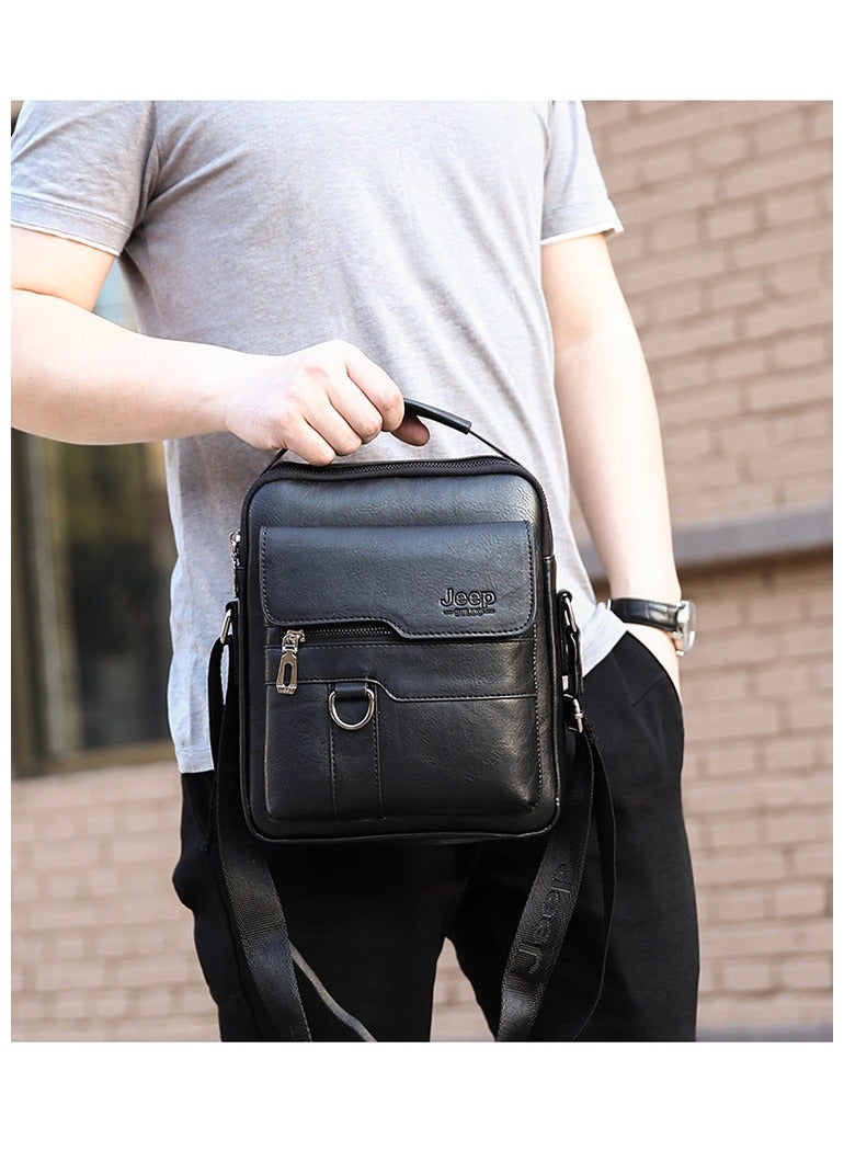 جيب ثلاثة قطعة من جلد بو حقيبة يد حقيبة جلدية رسول أزياء مطابقة ، قصيرة مزدوجة مطوية محفظة جلدية ، أسود - Image 5