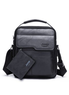 Jeep 3-Piece PU Leather Fashionable Crossbody Bag Matching Handbag, Short Double Fold Leather Wallet, Black  - Image 3