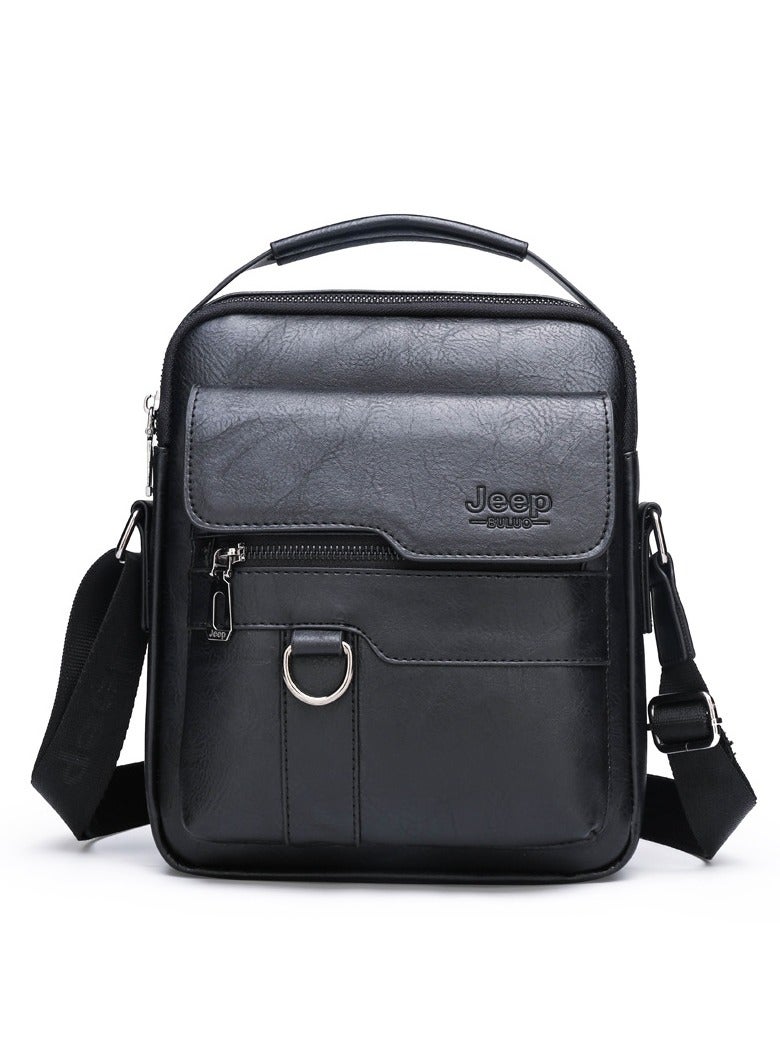 جيب ثلاثة قطعة من جلد بو حقيبة يد حقيبة جلدية رسول أزياء مطابقة ، قصيرة مزدوجة مطوية محفظة جلدية ، أسود - Image 2