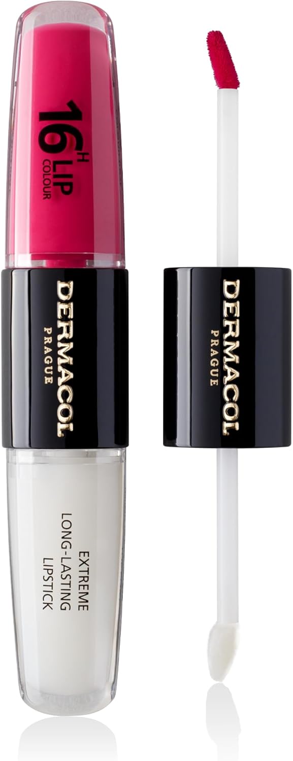 NEW Dermacol 16Hour Lip Colour Highly Pigmented Glossy Lip Stain TwoPhase Lip Plumper Gloss Kissproof Lip Makeup Products with Matte and Glitter Finish n8