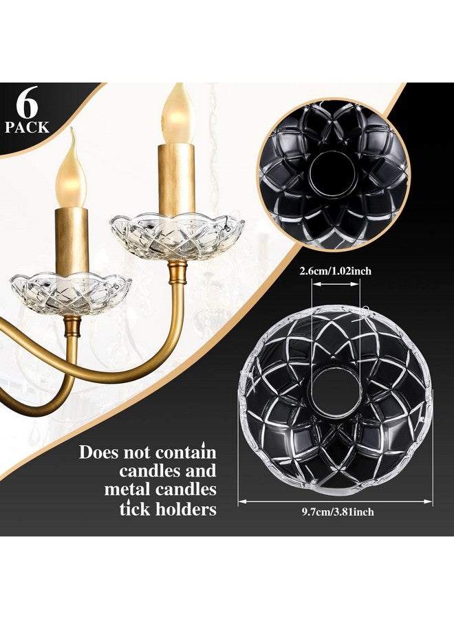 Bonuci 6 Pcs Chandelier Bobeche 4 Side Holes 4 Inch Chandelier Clear Bobeche Lamp Elegant Chandelier Parts Cups for Hanging Chandelier Wedding Birthday Party Decor(Crystal, Classic Style) - Image 2