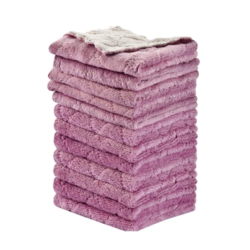 OstWony 12PCS Kitchen Towels Dish Towels, Multipurpose Reusable Dish Cloths, Double-Sided Microfiber Cleaning Rags for Furniture, Car, Tea, Bowl, 10x 6 inch - Image 1