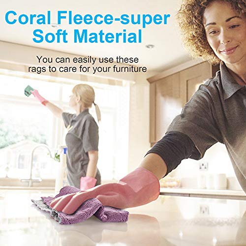 OstWony 12PCS Kitchen Towels Dish Towels, Multipurpose Reusable Dish Cloths, Double-Sided Microfiber Cleaning Rags for Furniture, Car, Tea, Bowl, 10x 6 inch - Image 4