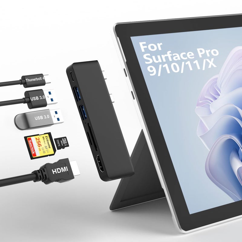 Rytaki Rytaki Surface Pro 9 Accessories, Surface Pro 9 Docking Station with 4K HDMI, USB-C Thunerbolt 4 (Display+Data+PD Charging), 2 USB 3.0, SD/TF Card Reader for Surface Pro 9/Prox  - Image 1