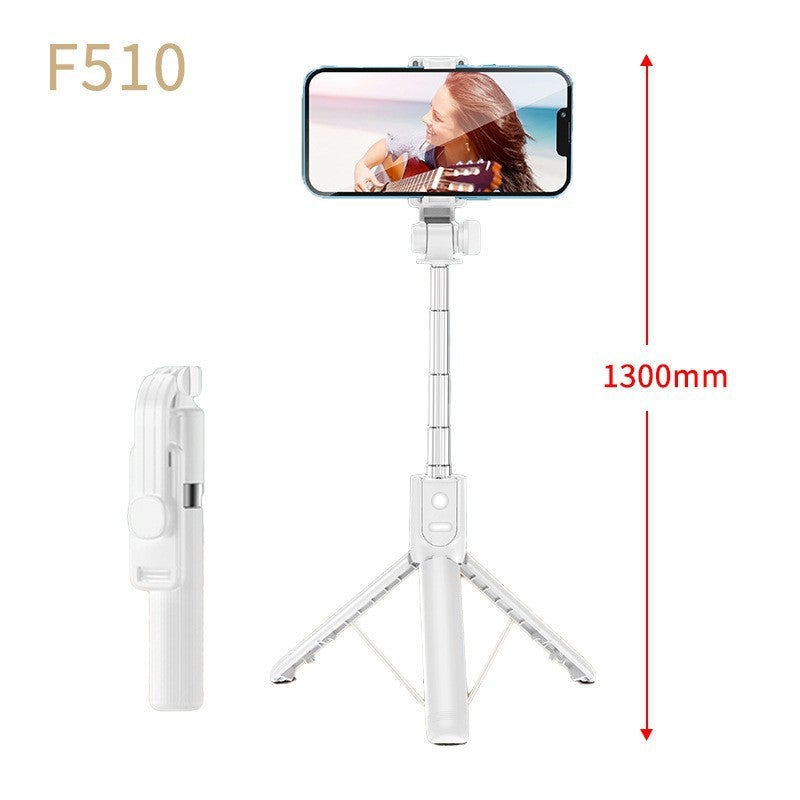F210 mobile phone selfie stick light fill light live tripod remote control bluetooth folding telescopic camera stick 0.7-1 m F510 extended section "1.3 white without lights] F510 extended section "1.3 white without lights]