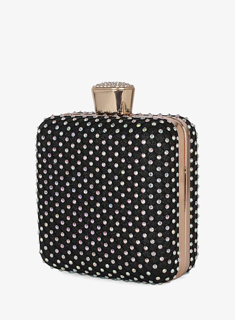 globus Black Embellished Square Clutch - Image 3