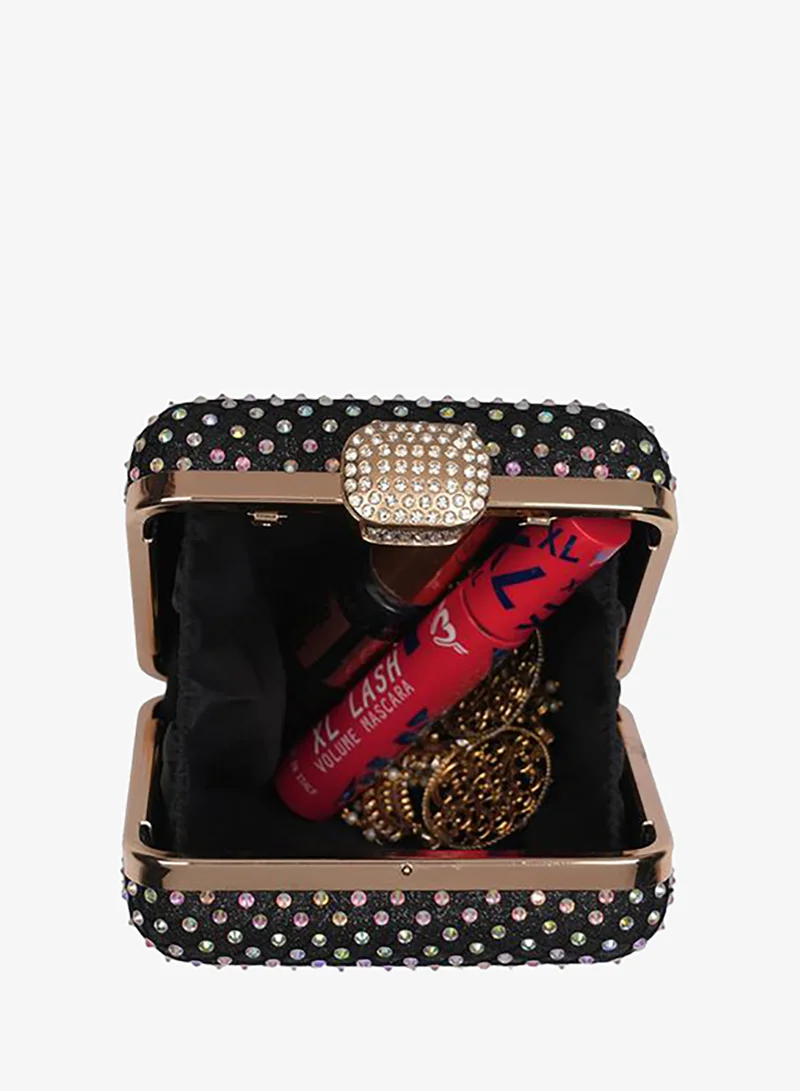 Globus  Black Embellished Square Clutch for Women | Best Price UAE