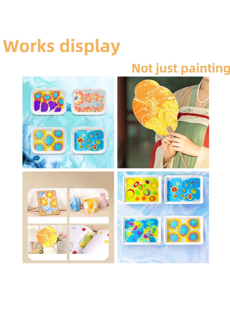 نوفولان مجموعة الرسم الرخامي NOVOLAN للأطفال، مجموعة كاملة للرسم المائي للأطفال تحتوي على 12 لونًا نابضًا بالحياة، مجموعة أدوات كاملة للرسم الرخامي المائي الإبداعي، وتقنيات النقل العائمة والرطبة - Image 5