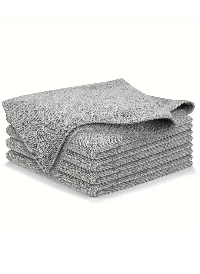 Grey Microfiber Cleaning Cloths 25cm x 25cm, Ultra Soft And Absorbent Microfiber Cleaning Cloths For Household Cleaning Supplies, Lint-Free Reusable Cleaning Cloths For Home Cleaning, 5 Pack  - Image 1