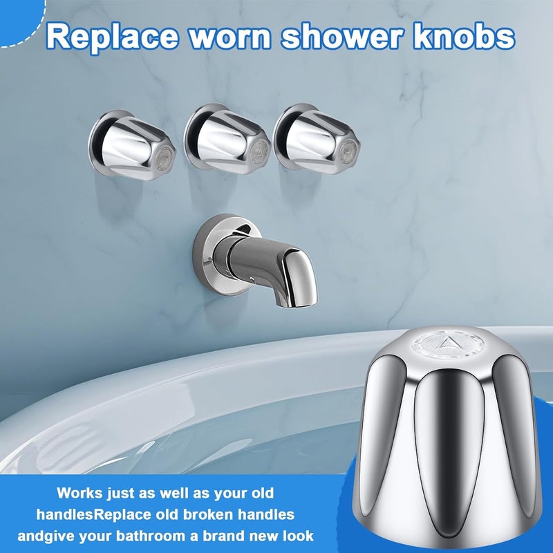 UCDETD 3 Piece Shower Knob Replacement, Compatible with Price Pfister Verve and Bathtub Shower Faucet Handle Include Hot/Cold/Diverter Shower Knob and Flange Base (Polished Chrome) - Image 5