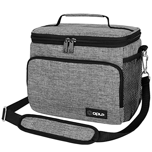 opux Insulated Lunch Bag for Men Women Soft Lunch Box for Office Work School Picnic Leakproof Lunch Cooler Bag with Shoulder Strap for Kid Adult Boy Girl Medium Lunchbox Lunch Tote Heather Gray - Image 1