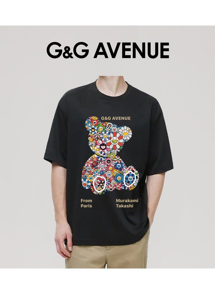 G&G AVENUE Heavy cotton fabric Unisex Exercise T-shirt, Gym Fitness Sports Short sleeved T-shirt, Round Neck Oversized  - Image 4
