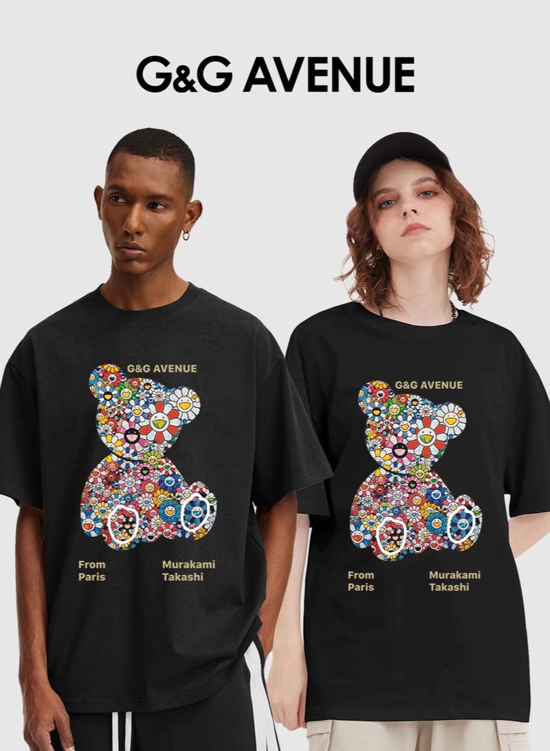 G&G AVENUE Heavy cotton fabric Unisex Exercise T-shirt, Gym Fitness Sports Short sleeved T-shirt, Round Neck Oversized  - Image 1