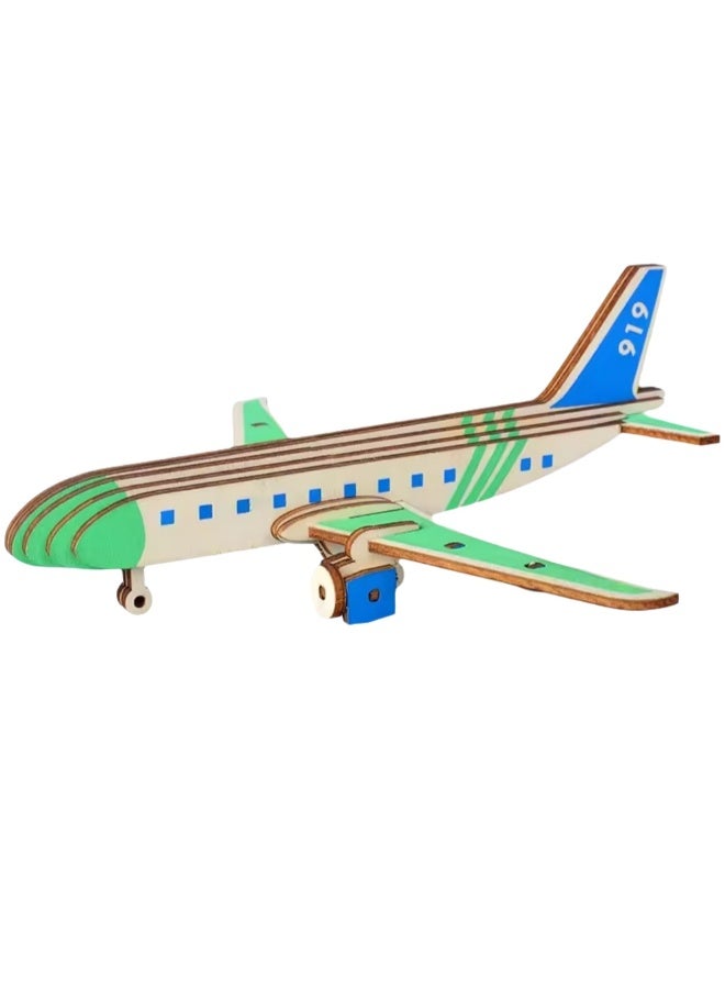 لعبة تركيب نموذج ثلاثي الأبعاد من قطع الخشب للأطفال (طائرة ركاب) - Image 1