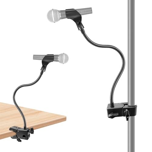 Khazylorr Microphone Stand, Versatile Mic Arm for Desk Pole Tripod, Gooseneck Mic Stand Desk Mount with Super Clamp Mic holder and 3/8" to 5/8" Adapter, Fits for Blue Snowball and Other Microphones (21 Inch) - Image 1