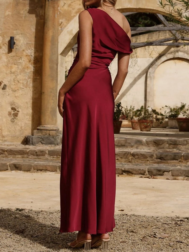 Women'S Fashion Elegant Off-Shoulder Waist-Cinching French Long Dress With A High-End Texture - Image 3