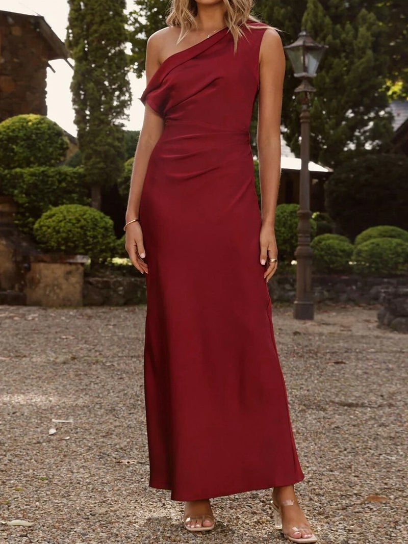 Women'S Fashion Elegant Off-Shoulder Waist-Cinching French Long Dress With A High-End Texture - Image 4