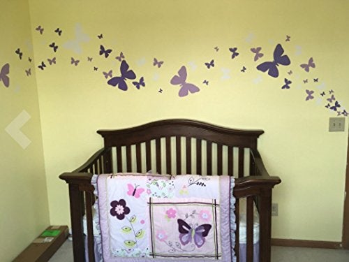 Create-A-Mural Butterfly Wall Decals Teen Girls Wall Stickers Art for Bedroom Kids Room Decor Nursery Decorations Toddler Playroom (Lilic,Lavender,White) - Image 5