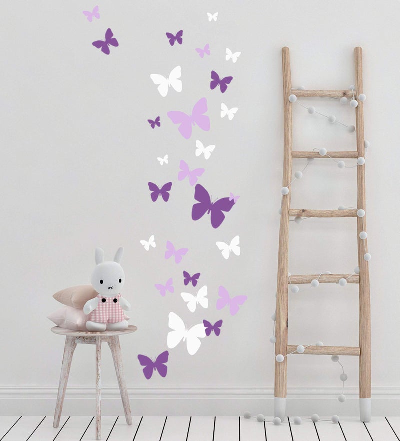 Create-A-Mural Butterfly Wall Decals Teen Girls Wall Stickers Art for Bedroom Kids Room Decor Nursery Decorations Toddler Playroom (Lilic,Lavender,White) - Image 2