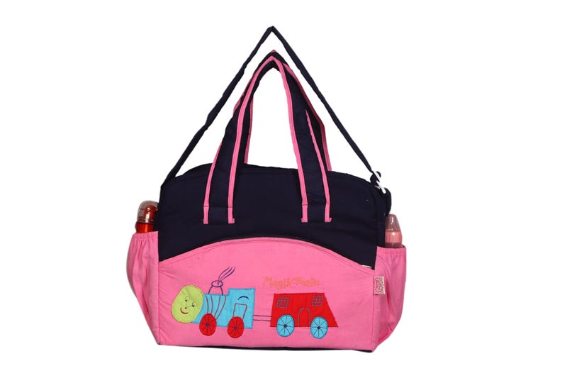 Unique Ideas New Born Baby Multipurpose Polyester Diaper/Mother Bag with Holder Diaper Changing Multi Compartment (Pink Regular, Medium)(Pack of 1) - Image 1