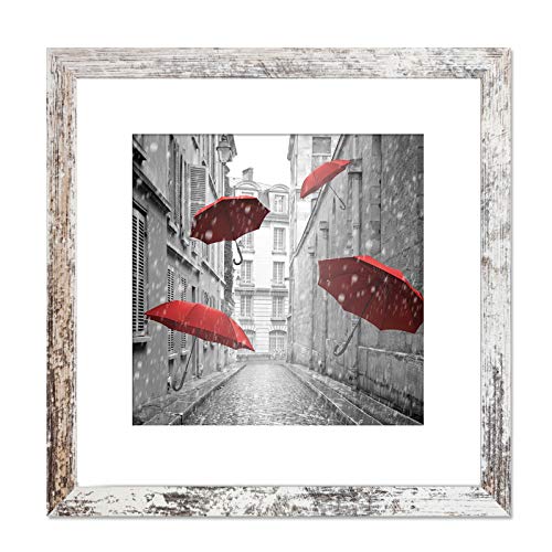 Finefrarm 11x11 Picture Frame, Display Pictures 8x8 with Mat or 11x11 without Mat Rustic Style Square Photo Frames for Wall Mounting - Image 1
