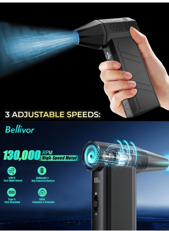 Chase Up Air Blower – Adjustable Speed Mini Air Duster 130,000 RPM | Turbo Handheld Jet Blower for Cleaning Electronics, Camping, Outdoor Use – Portable High-Speed Jet Dry Blower  - Image 2