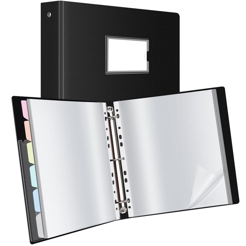 Uquelic 50-Pocket Binder with Plastic Sleeves, High-Capacity Document Organizer and Presentation Book for Artwork, Clear Sheet Protectors, Display 100 Pages (Macaron 50 Pockets) - Image 1