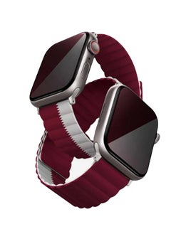 Uniq UNIQ Apple Watch Strap 45MM Reversible Magnetic Silicone Straps Maroon & White  - Image 1