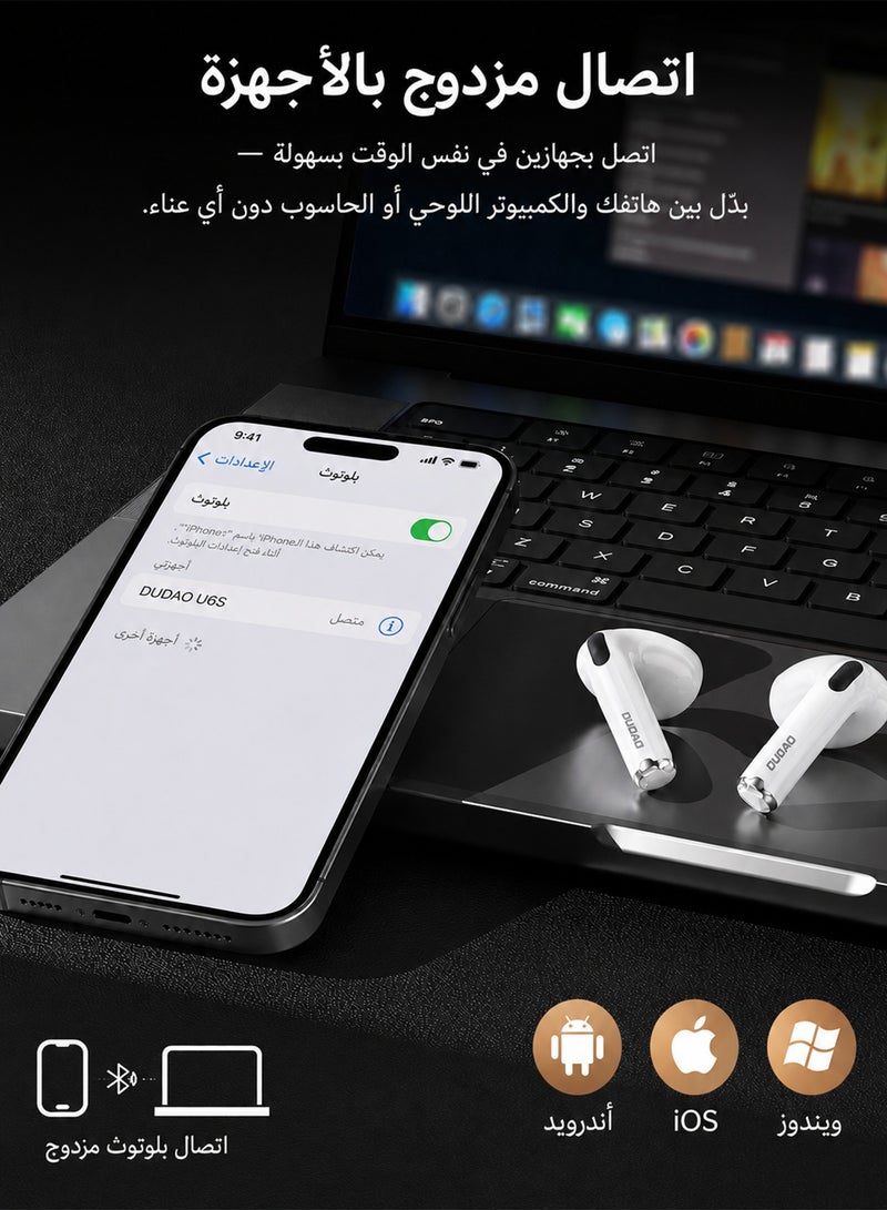 DUDAO U6S Bluetooth Earphones, True Wireless Earbuds, Hi-Fi Sound, Bluetooth 5.3, 50 Hours Battery Life, Ultra-Light 4g - Image 5