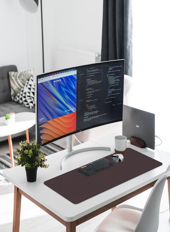 CADONO واقي سطح المكتب الجلدي من كادونو، وسادة مكتب مانعة للانزلاق، وسادة ماوس كبيرة من جلد البولي يوريثان مانعة للانزلاق، حصيرة حماية سطح المكتب سهلة التنظيف، وسادة كتابة للعمل المكتبي/المنزلي/للديكور (مشمشي، 23.6 بوصة × 13.7 بوصة). - Image 5