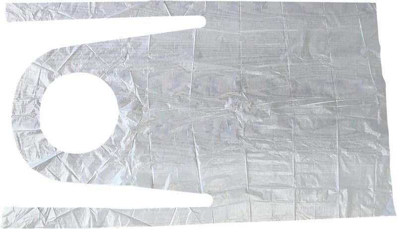 KingSeal Disposable Poly Aprons, 28"x46", 0.8 mils thick, Individually Packed, White, Bib Style - Image 2