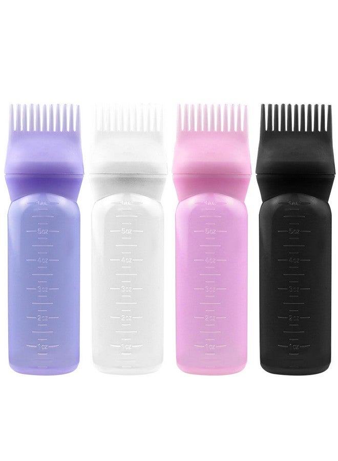 ايلان زجاجة مشط زيت الشعر من إيلان، 4 قطع، أداة توزيع زيت فروة الرأس والشعر، 6 أونصة (وردي، بنفسجي، أبيض، أسود) - Image 1