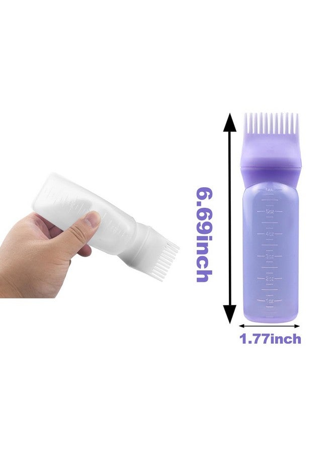 ايلان زجاجة مشط زيت الشعر من إيلان، 4 قطع، أداة توزيع زيت فروة الرأس والشعر، 6 أونصة (وردي، بنفسجي، أبيض، أسود) - Image 2