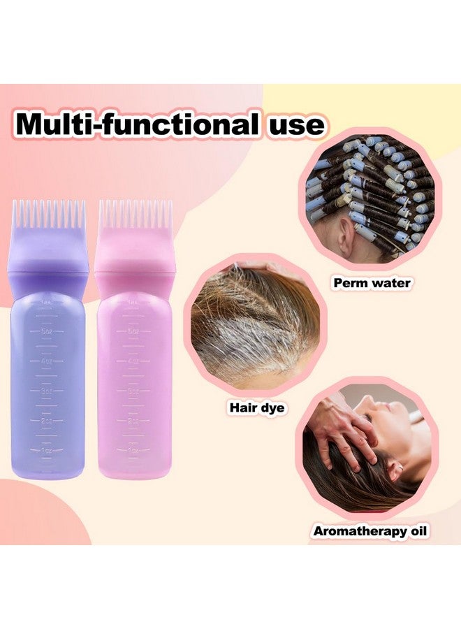 ايلان زجاجة مشط زيت الشعر من إيلان، 4 قطع، أداة توزيع زيت فروة الرأس والشعر، 6 أونصة (وردي، بنفسجي، أبيض، أسود) - Image 4