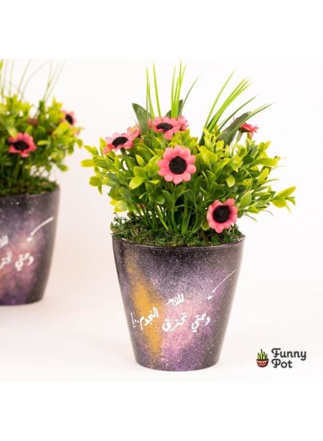 Handnade artificial plant pot - galaxy black - 18*10 cm