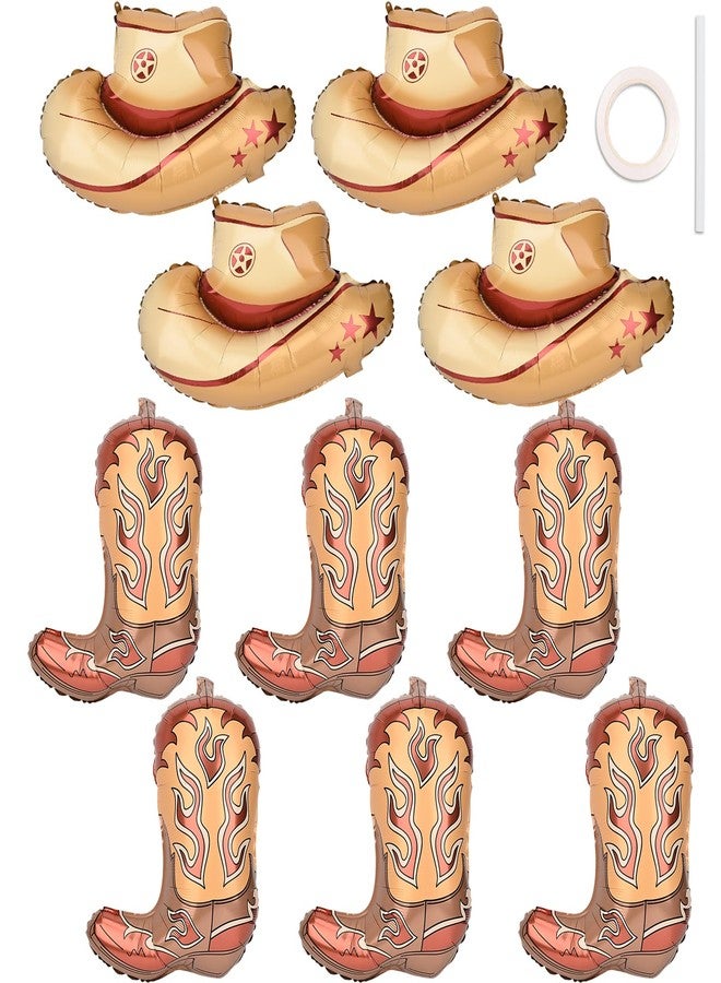 SISABAMA 10 Pcs Western Cowboy Balloons Large Boots & Hat Western Theme Party Ballons Party Decorations Cowgirl Horse Rodeo - Image 1