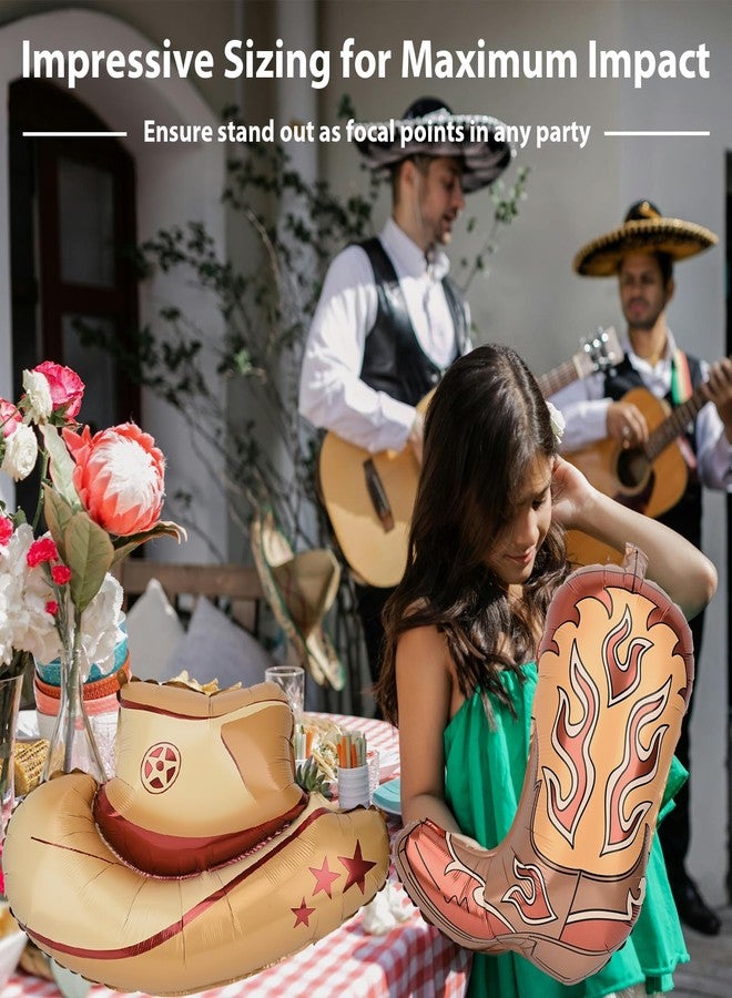 SISABAMA 10 Pcs Western Cowboy Balloons Large Boots & Hat Western Theme Party Ballons Party Decorations Cowgirl Horse Rodeo - Image 4